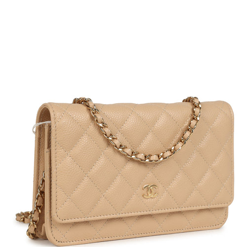 Chanel Wallet On Chain WOC Light Beige Caviar Gold Hardware