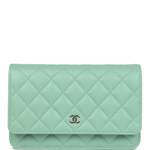 Chanel Wallet On Chain WOC Light Green Caviar Light Gold Hardware