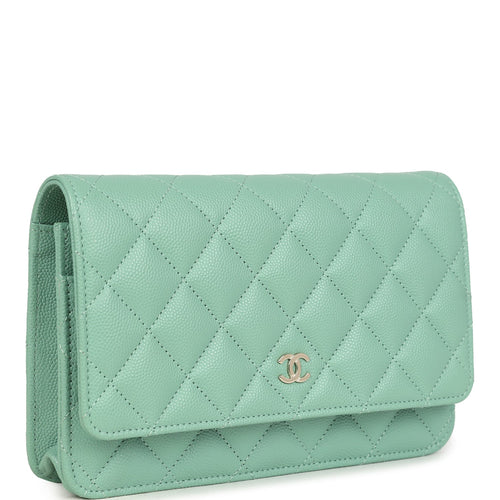 Chanel Wallet On Chain WOC Light Green Caviar Light Gold Hardware