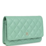 Chanel Wallet On Chain WOC Light Green Caviar Light Gold Hardware