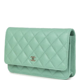 Chanel Wallet On Chain WOC Light Green Caviar Light Gold Hardware