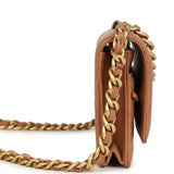 Chanel 19 Wallet On Chain WOC Brown Shiny Lambskin Mixed Metal Hardware
