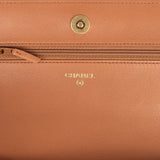 Chanel 19 Wallet On Chain WOC Brown Shiny Lambskin Mixed Metal Hardware