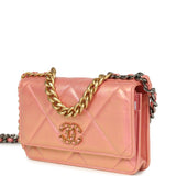 Chanel 19 Wallet On Chain WOC Pink Iridescent Shiny Lambskin Mixed Metal Hardware - Thumbnail View 5