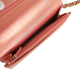 Chanel 19 Wallet On Chain WOC Pink Iridescent Shiny Lambskin Mixed Metal Hardware - Thumbnail View 9