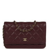 Chanel Wallet On Chain WOC Dark Burgundy Shiny Caviar Light Gold Hardware