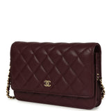 Chanel Wallet On Chain WOC Dark Burgundy Shiny Caviar Light Gold Hardware