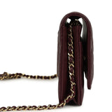 Chanel Wallet On Chain WOC Dark Burgundy Shiny Caviar Light Gold Hardware