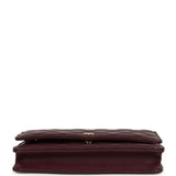 Chanel Wallet On Chain WOC Dark Burgundy Shiny Caviar Light Gold Hardware