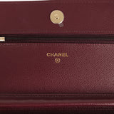 Chanel Wallet On Chain WOC Dark Burgundy Shiny Caviar Light Gold Hardware