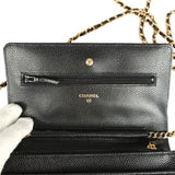 Chanel Wallet On Chain WOC Black Caviar Gold Hardware - Thumbnail View 8