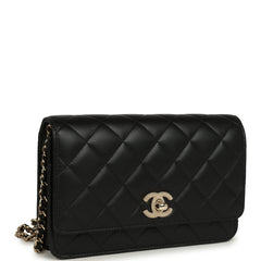 Chanel Wallet On Chain WOC Black Lambskin Light Gold Hardware
