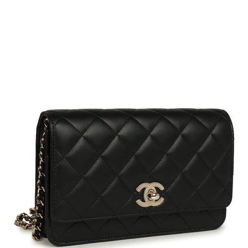 Chanel Wallet On Chain WOC Black Lambskin Light Gold Hardware