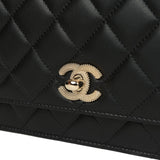 Chanel Wallet On Chain WOC Black Lambskin Light Gold Hardware
