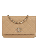 Chanel Wallet On Chain WOC Beige Shiny Caviar Light Gold Hardware