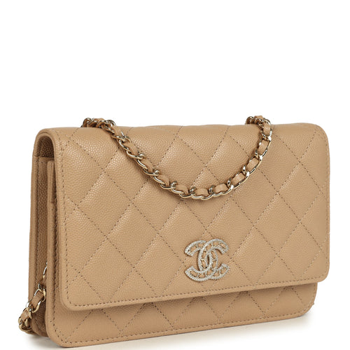 Chanel Wallet On Chain WOC Beige Shiny Caviar Light Gold Hardware