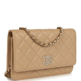 Chanel Wallet On Chain WOC Beige Shiny Caviar Light Gold Hardware