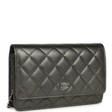 Chanel Wallet On Chain WOC Metallic Grey Lambskin Silver Hardware