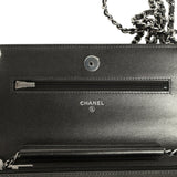 Chanel Wallet On Chain WOC Metallic Grey Lambskin Silver Hardware