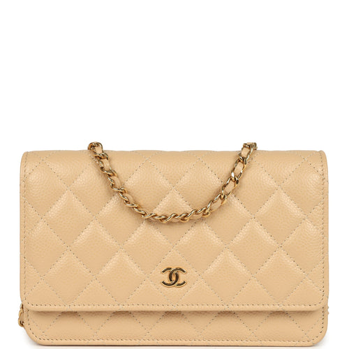 Chanel Wallet On Chain WOC Beige Caviar Gold Hardware