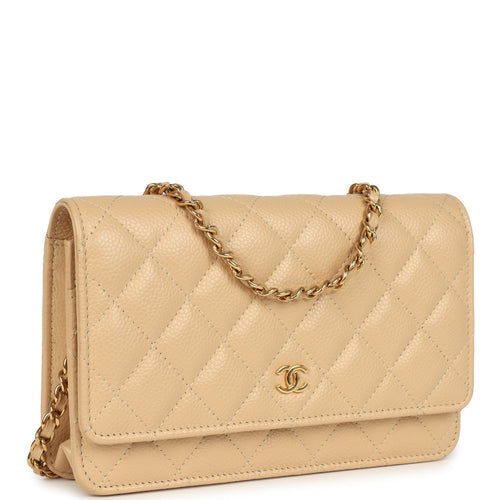 Chanel Wallet On Chain WOC Beige Caviar Gold Hardware