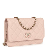 Chanel Wallet On Chain WOC Light Pink Caviar Crystal Light Gold Hardware