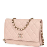 Chanel Wallet On Chain WOC Light Pink Caviar Crystal Light Gold Hardware