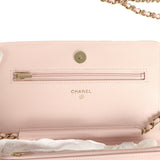 Chanel Wallet On Chain WOC Light Pink Caviar Crystal Light Gold Hardware