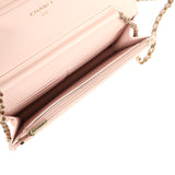 Chanel Wallet On Chain WOC Light Pink Caviar Crystal Light Gold Hardware