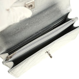 Chanel Top Handle Wallet On Chain WOC Metallic Silver Shiny Caviar Silver Hardware