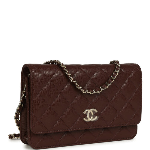 Chanel Wallet On Chain WOC Dark Brown Caviar Light Gold Hardware
