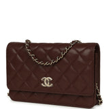 Chanel Wallet On Chain WOC Dark Brown Caviar Light Gold Hardware