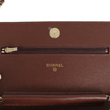 Chanel Wallet On Chain WOC Dark Brown Caviar Light Gold Hardware