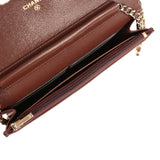 Chanel Wallet On Chain WOC Dark Brown Caviar Light Gold Hardware