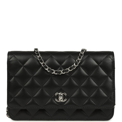 Chanel Wallet On Chain WOC Black Lambskin Silver Hardware