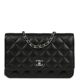 Chanel Wallet On Chain WOC Black Lambskin Silver Hardware