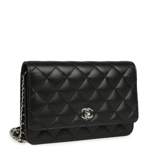 Chanel Wallet On Chain WOC Black Lambskin Silver Hardware