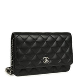 Chanel Wallet On Chain WOC Black Lambskin Silver Hardware