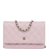 Chanel Wallet On Chain WOC Lilac Shiny Caviar Light Gold Hardware