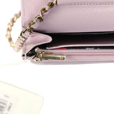 Chanel Wallet On Chain WOC Lilac Shiny Caviar Light Gold Hardware