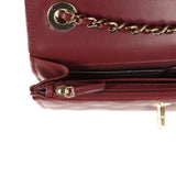 Chanel Trendy Top Handle Wallet On Chain Burgundy Lamsbkin Light Gold Hardware