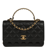 Chanel Top Handle Wallet On Chain WOC Black Shiny Caviar Brushed Gold Hardware - Thumbnail View 1