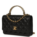 Chanel Top Handle Wallet On Chain WOC Black Shiny Caviar Brushed Gold Hardware - Thumbnail View 5