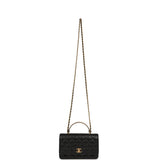 Chanel Top Handle Wallet On Chain WOC Black Shiny Caviar Brushed Gold Hardware - Thumbnail View 7