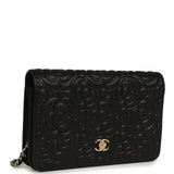 Chanel Camellia Wallet On Chain WOC Black Shiny Caviar Gold Hardware