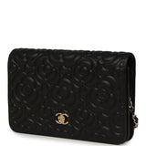 Chanel Camellia Wallet On Chain WOC Black Shiny Caviar Gold Hardware