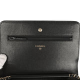 Chanel Camellia Wallet On Chain WOC Black Shiny Caviar Gold Hardware