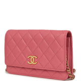 Chanel Classic Wallet On Chain WOC Pink Caviar Brushed Gold Hardware