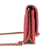 Chanel Classic Wallet On Chain WOC Pink Caviar Brushed Gold Hardware