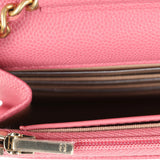 Chanel Classic Wallet On Chain WOC Pink Caviar Brushed Gold Hardware